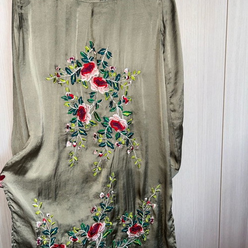 Zara long shirt used with embroidery green, size XS
