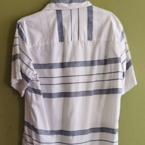 Livergy short-sleeve men's shirt like new, cotton, white and blue