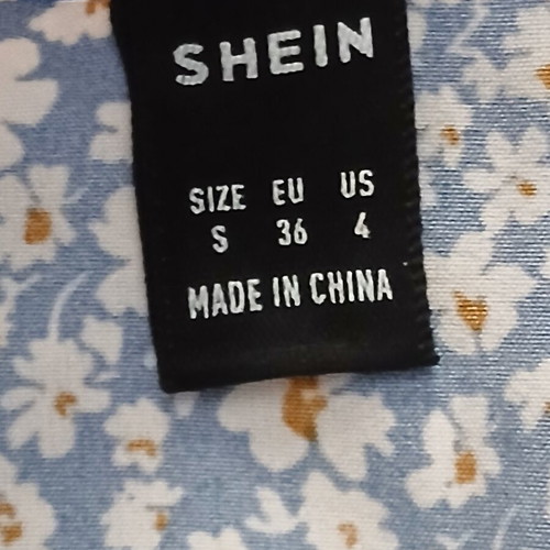 Shein blue long skirt with white floral design size Small like new