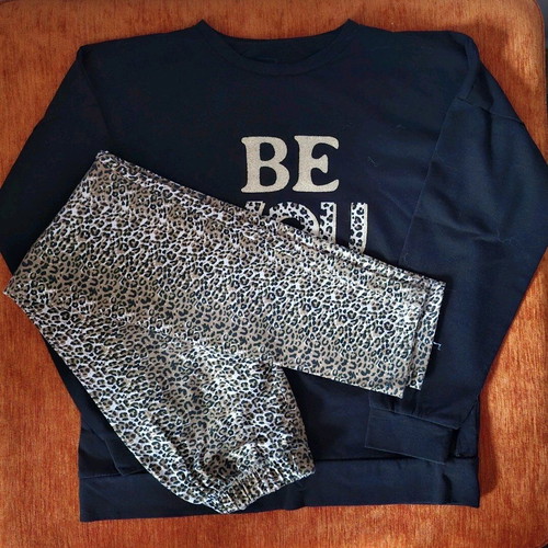 Ebita blouse and leggings set like new, black and brown
