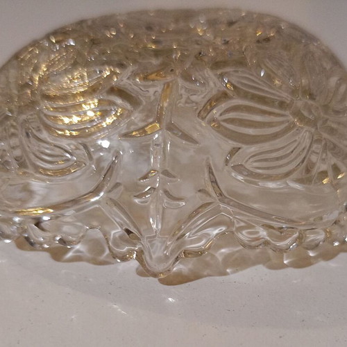 Small glass bowls with flowers and leaves used, set of 4