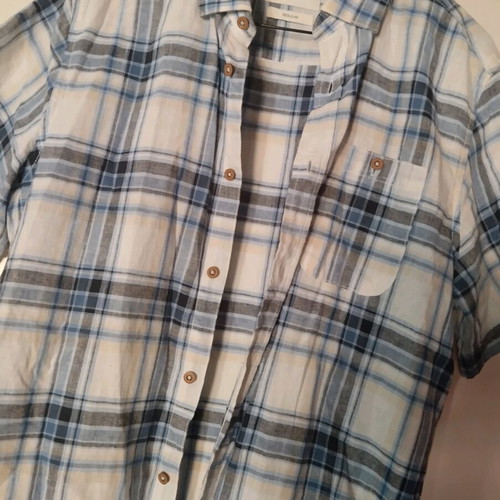Tom Tailor shirt with short sleeves size M like new, white and blue