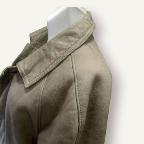 Leather vintage coat used, size XL, brown