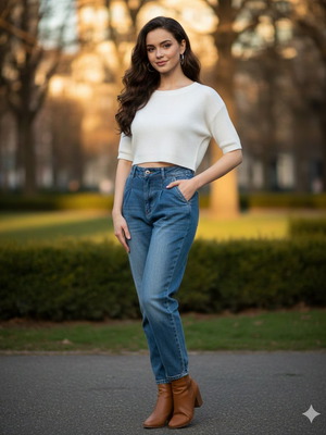 Okaidi denim pants used, size M, blue