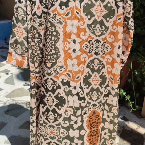 Long caftan in earthy tones new, one size, long-sleeved
