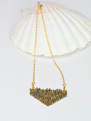 Necklace “Dark Gold Tip” custom made with geometric pendant
