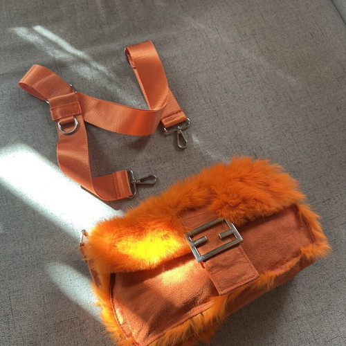 Boho orange fur bag
