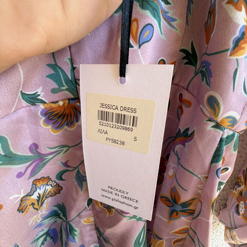 Forever Young dress new, pink floral with heart detail and back zipper, size S