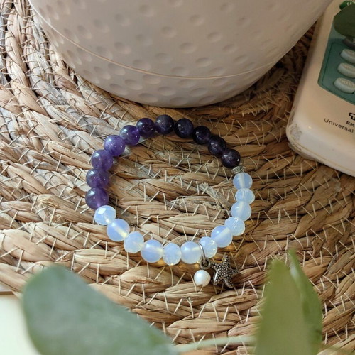 Moonstone bracelet, Pisces zodiac sign, natural stone