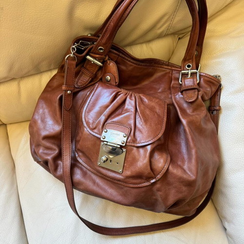 Miu Miu Pocket Leather Vintage Shoulder Bag used, brown