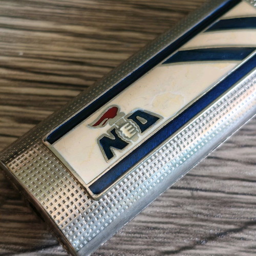 ND Nea Dimokratia Vintage Metal Lighter Case with Enamel