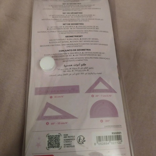 Legami geometry set with unicorn case, 4 super-flexible pieces
