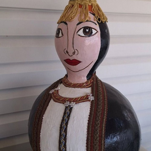 Handmade Pontic Woman Decorative Gourd