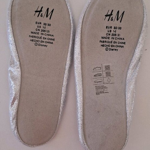 H&M silver ballet flats like new with soft sole