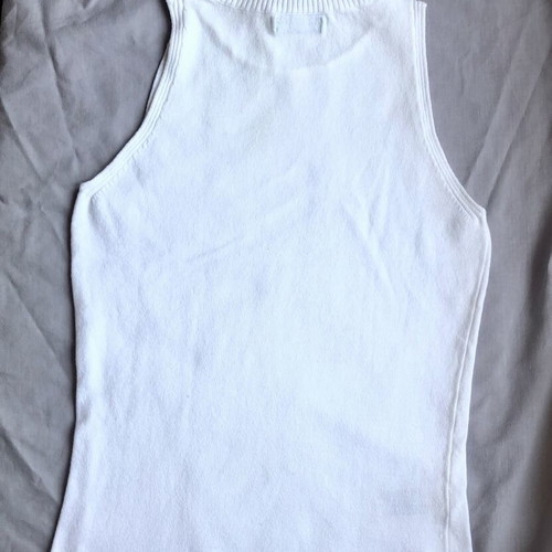 Benetton white knitted sleeveless top with mock neck, like new, S