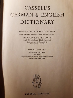 Cassell's German English Dictionary used, 1968 edition, bilingual