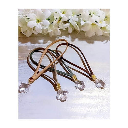 Handmade martyrika with suede cord and transparent crystallized cross, made to order