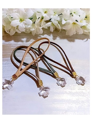 Handmade martyrika with suede cord and transparent crystallized cross, made to order