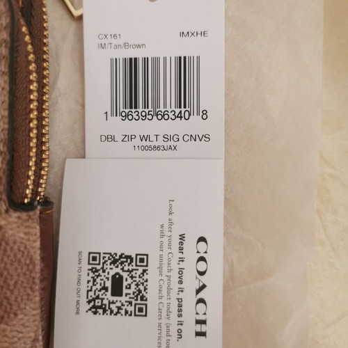 Coach Double Zip Wristlet bag new, tan brown