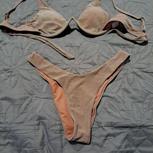 Lurex bikini set pink like new, size S