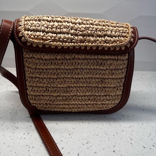 Mango shoulder bag made of natural fiber new