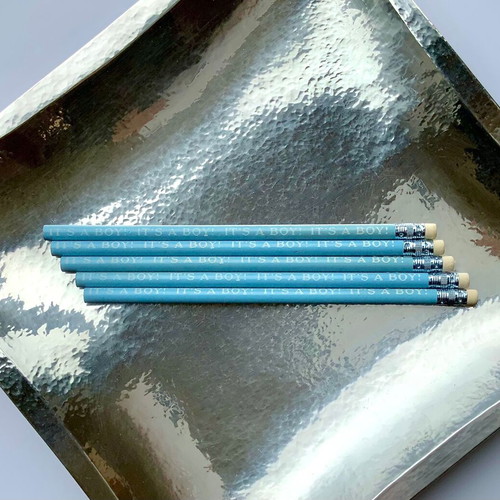 'It’s a Boy' blue pencils set of 5, new