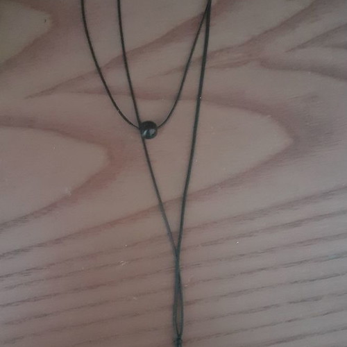 Long double necklace with black beads new