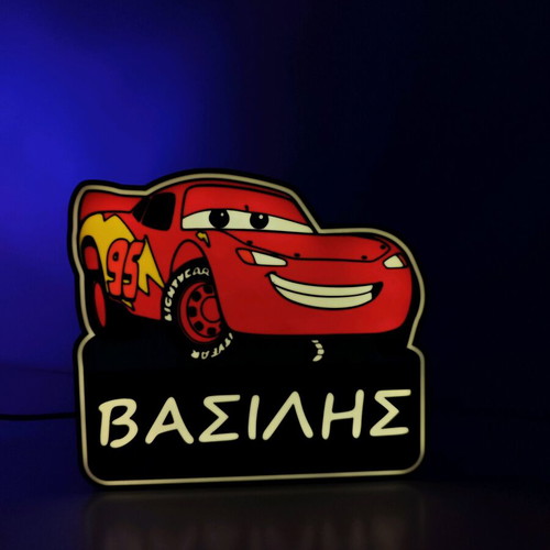 Lightbox Mc Queen new, customizable name, plastic PLA