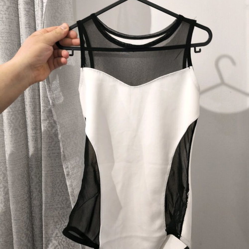 Black and white cotton bodysuit like new, size S/M with mesh