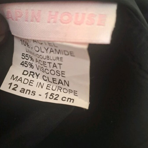 Lapin Montgomery style girls' coat like new, black and white, size 152 cm