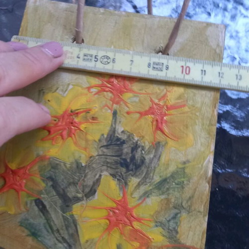 Wooden handmade bag new with painting by K.Kartsonaki
