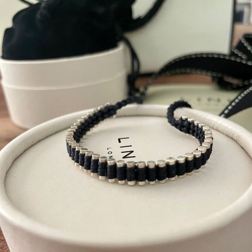 Links of London Friendship Bracelet new, sterling silver and black cord