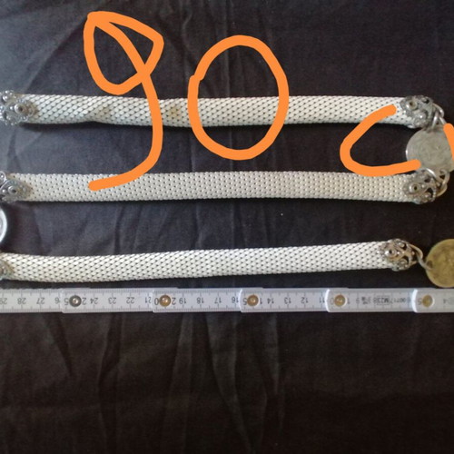 Whiting & Davis 1960's metal belt used, scaled mesh, white and silver