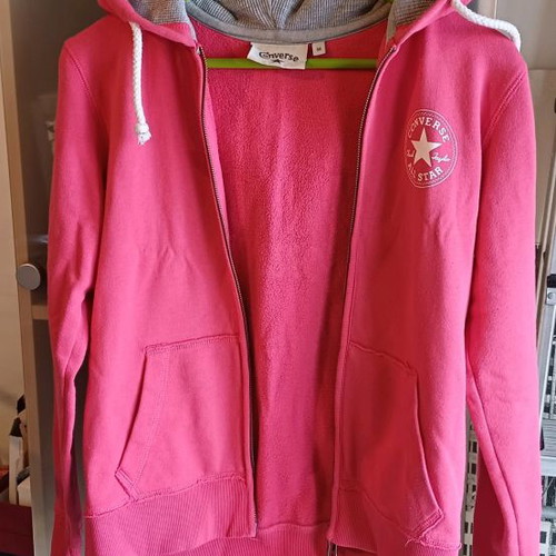 Converse All Star sweatshirt jacket used, fuchsia with hood