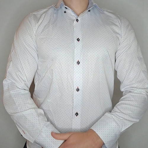 White men's shirt with dots like new, size M