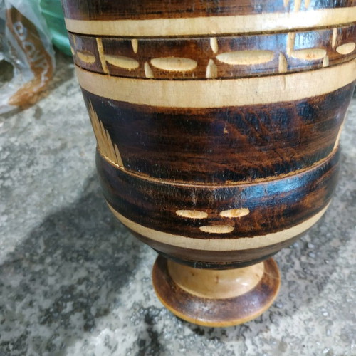 Wooden garlic grater used