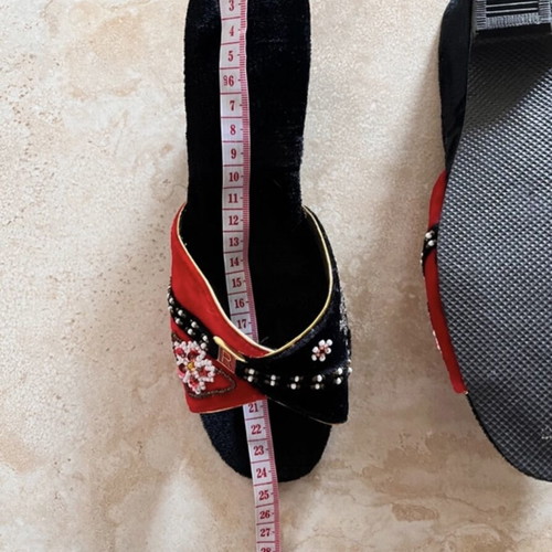 Vintage velour mules like new with beads, size 36