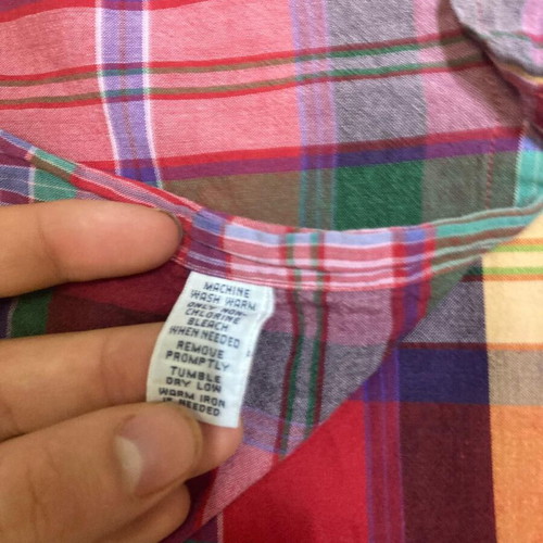 Ralph Lauren Oxford short sleeve shirt XL, red green blocked, dark green pony