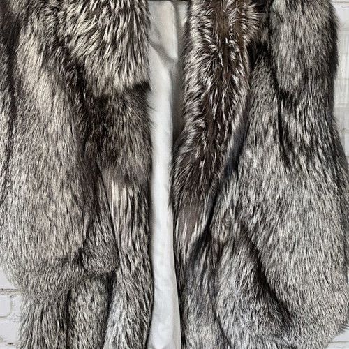 Women's Silver Fox fur coat used, gray