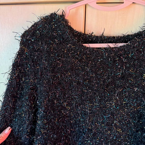 Shiny pullover like new, black multicolor, size S