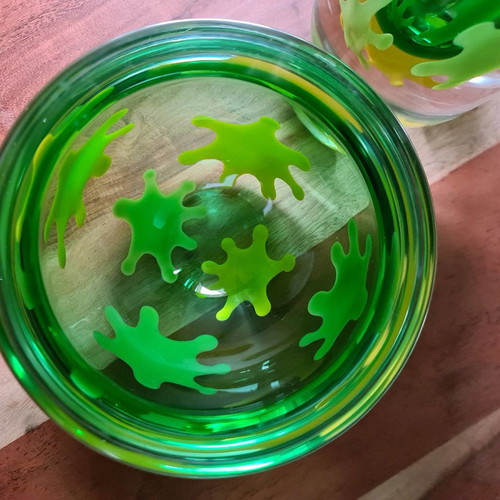 Vase and bowl splash green set used