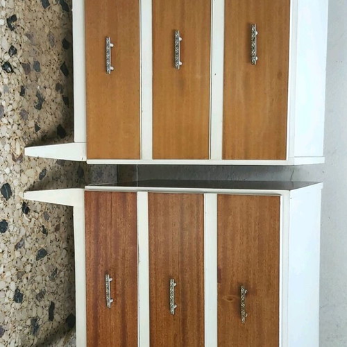 Κομοδίνα Vintage 70s 2τμχ από μασίφ ξύλο σε άριστη κατάσταση