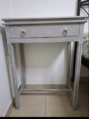 Handmade console like new, distressed gray with white patina