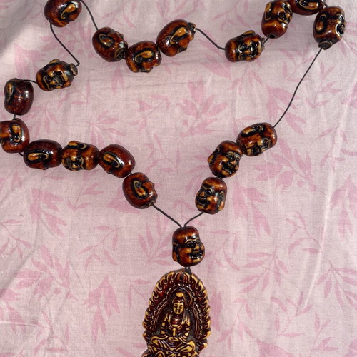 Traditional Buddhist Prayer Mala like new, carved resin beads