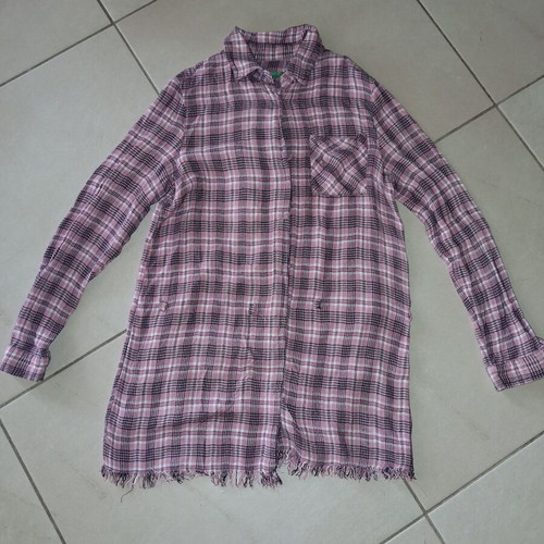 Benetton Girls' Shirt 11-12 Years Like New, Pink Checked