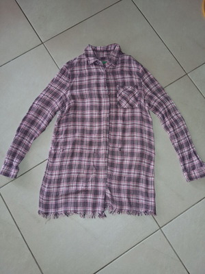 Benetton Girls' Shirt 11-12 Years Like New, Pink Checked
