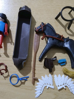 Playmobil Indiana horse canoe and accessories used