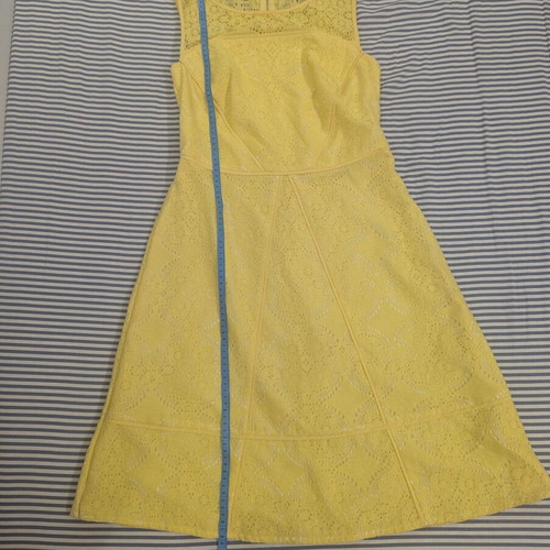 Adrianna Papell Bright Yellow Lace A-Line Dress like new