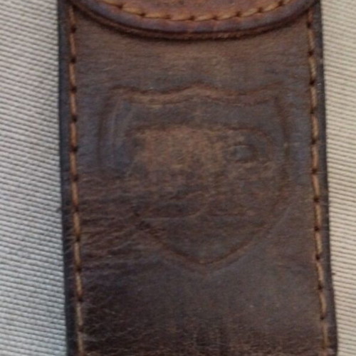 Leather keychain BP vintage used, brown