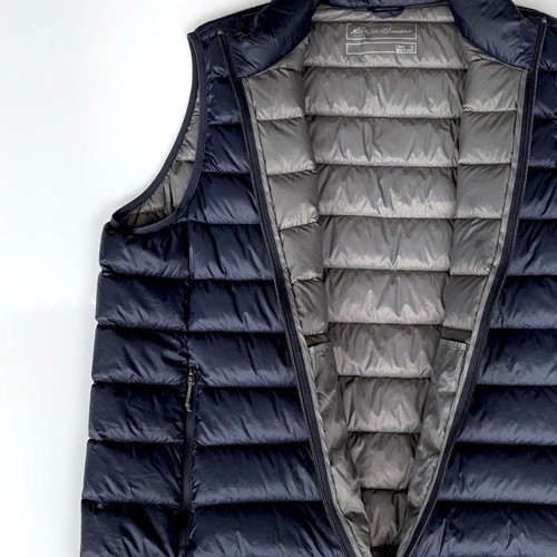EDDIE BAUER Men's Sleeveless Blue Goose Down Jacket Lightweight - Goose Down ULTRALIGHT - Size L